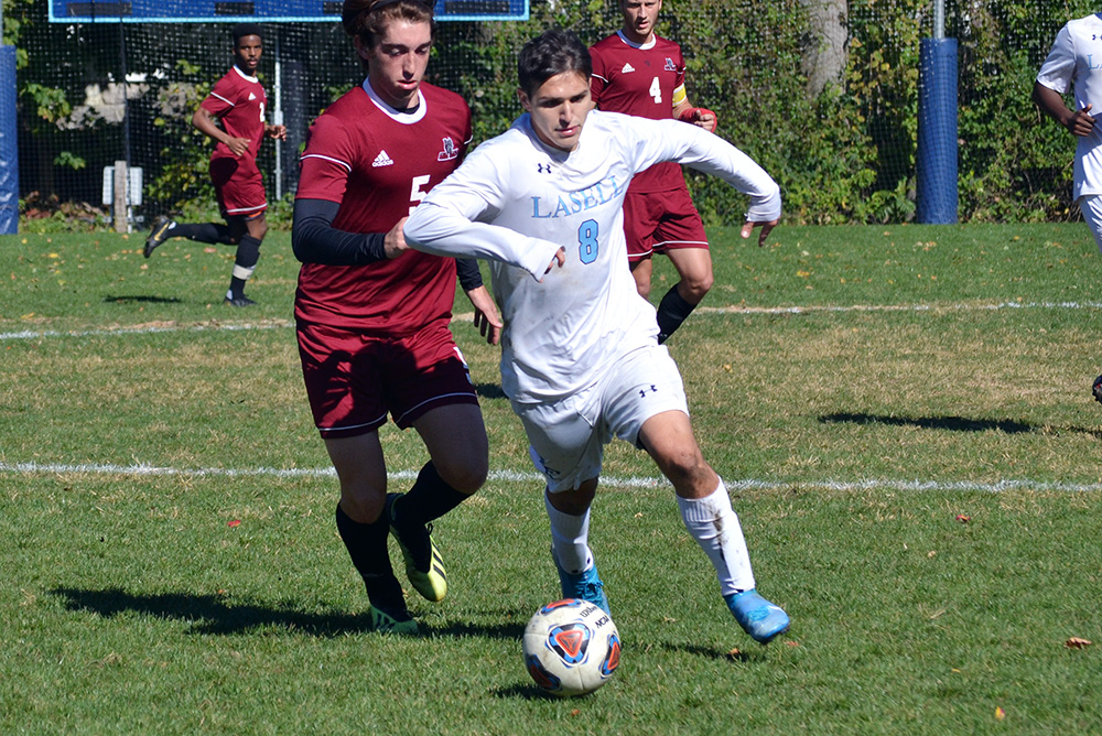 MSOC: Lasell nips Anna Maria in overtime; Stewart scores game-winner for Lasers