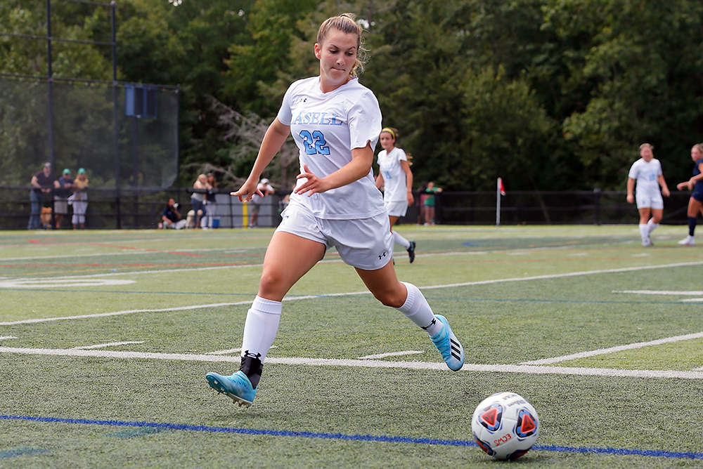 WSOC: Lasell edged by Roger Williams; Austin scores goal for Lasers