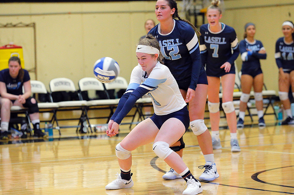 WVB: Lasell splits GNAC tri-match; Lasers down Regis after loss to Simmons
